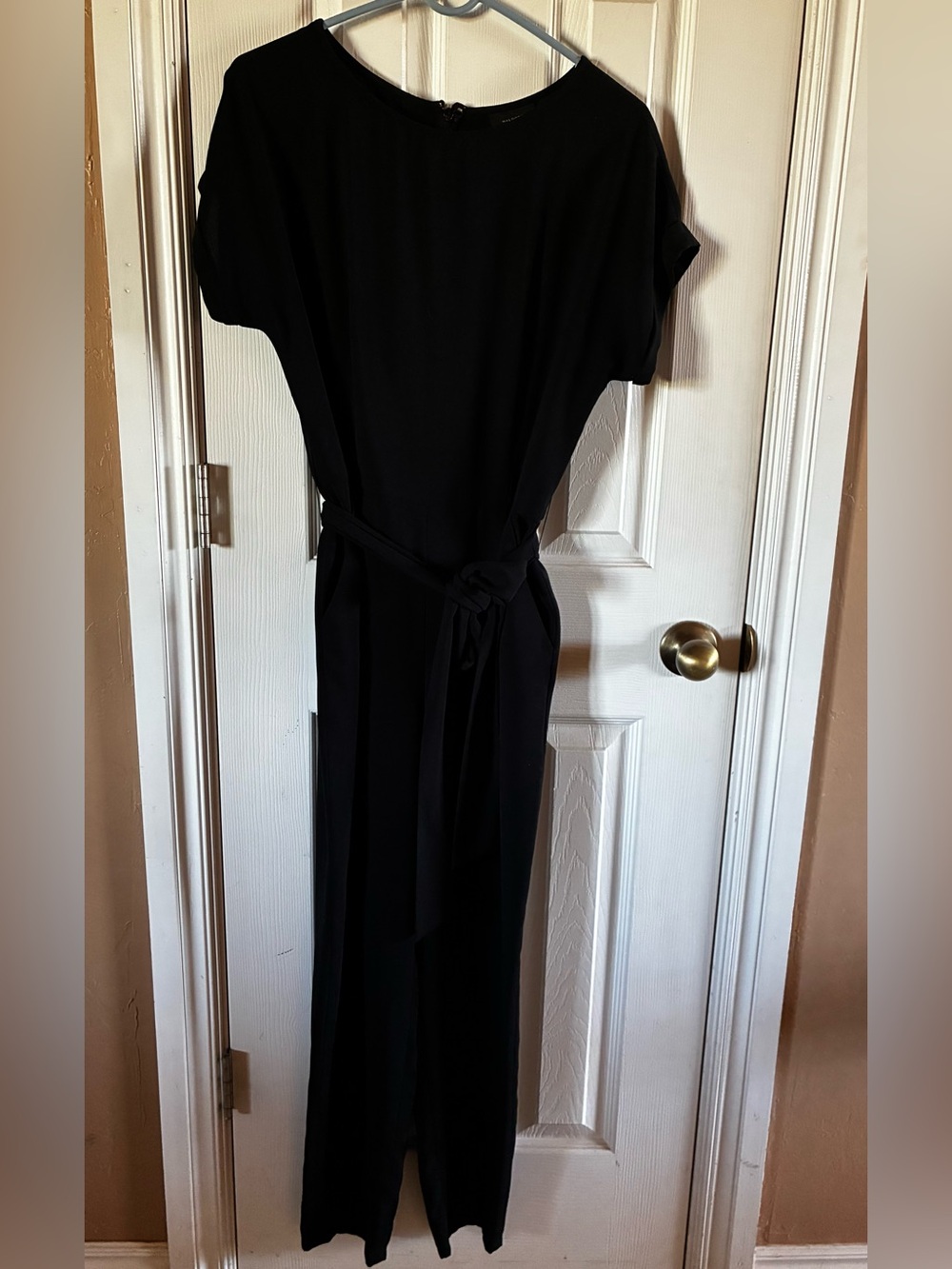 Halogen Nordstrom Black Short Sleeve Belted Jumpsuit Size 6